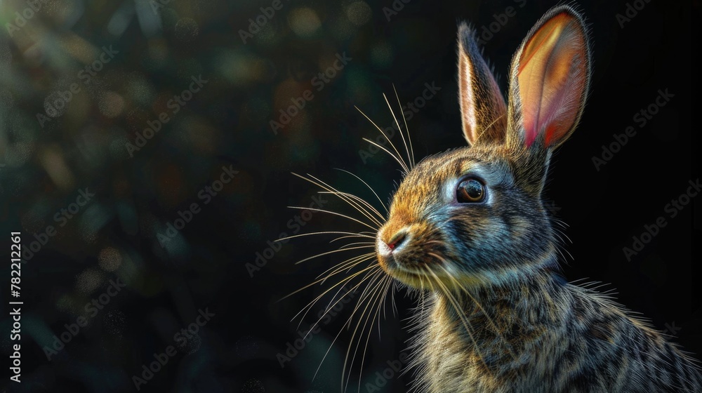 Aufkleber A detailed image of a rabbit with a blurred background. Suitable for various design projects