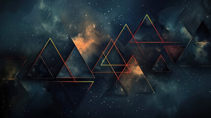 Group of Triangles Amidst Star-filled Space - obrazy, fototapety, plakaty