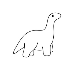 Vector isolated one single tiny dino dinosaur toy side view colorless black and white contour line easy drawing