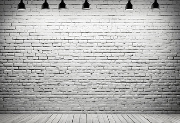 White brick wall with spot light