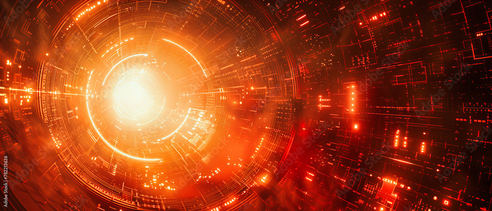 Poster cosmic light tunnel in space, abstract concept of speed and technology in a futuristic science ficti