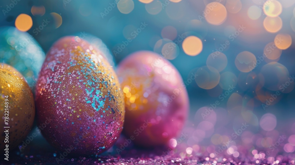 Aufkleber close up of a group of colored eggs. perfect for easter and spring themes