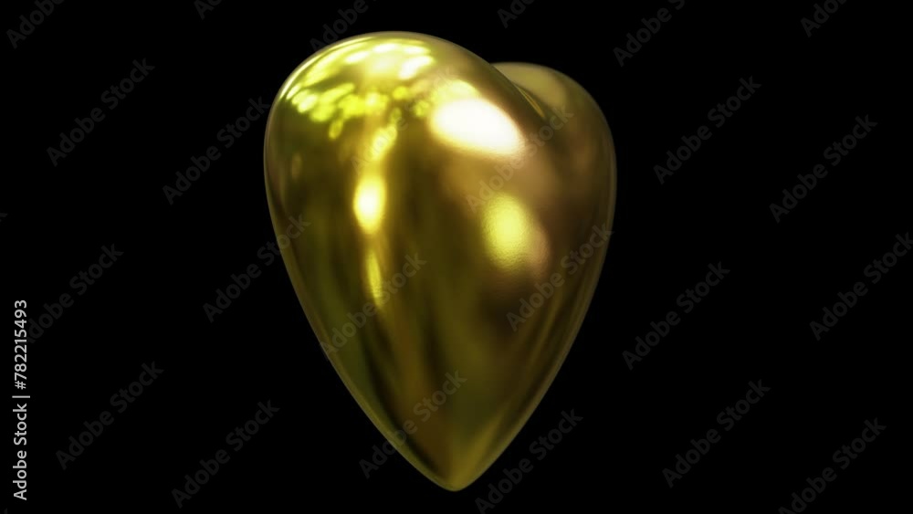 Aufkleber realistic abstract looping 3d animation of the spinning satin gold heart rendered in uhd with alpha 