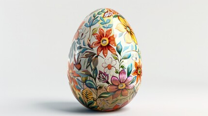 A vibrant painted egg resting on a clean white background. Ideal for Easter or spring-themed projects