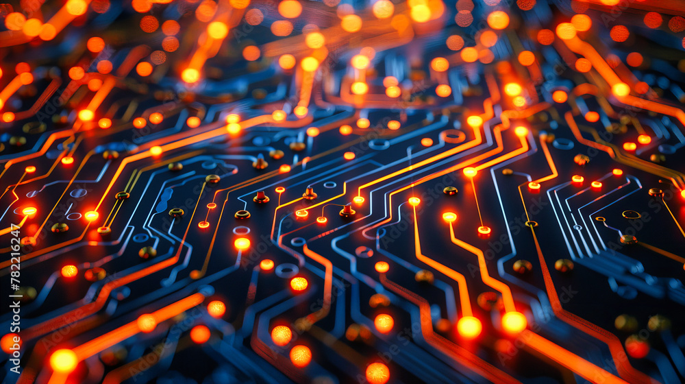 Poster cybernetic realm, abstract digital network, the backbone of modern communication and data processing