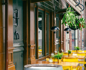 Utrecht, Netherlands—Mar 26, 2024: cafe terrace on the Drieharingstraat, vacation