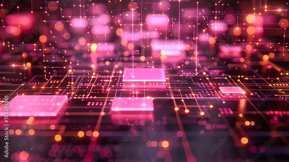 Poster cyberspace core, abstract digital landscape, the network of modern computing and future technologies