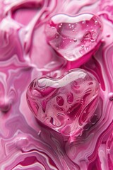 A close up of a heart shaped object on a pink surface. Perfect for Valentine's Day designs