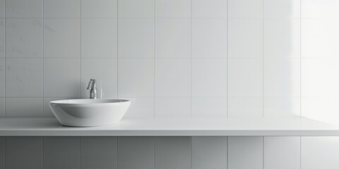Fototapeta na wymiar A white sink placed on a counter, suitable for home improvement websites