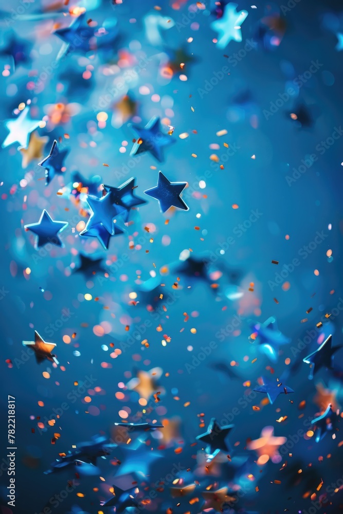 Poster a mesmerizing image of stars flying in the air. perfect for celestial and fantasy concepts