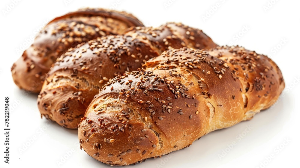 Poster isolated white background of swedish bread with seeds