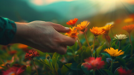 person holding a flower in their hands - Powered by Adobe