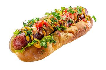 Hot Dog Loaded With Toppings on a Bun