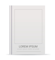 White hardcover book mockup on isolated background. Realistic vector illustration