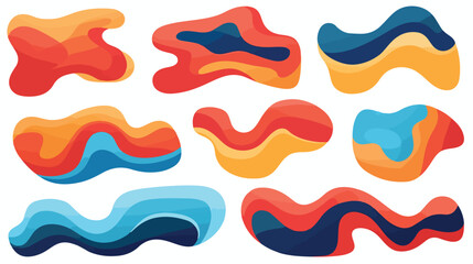 Abstract shape and line set. Cyan blue orange red y