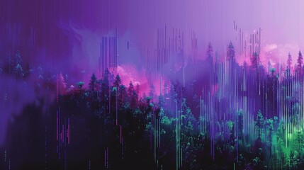Pixilated Graphics in purple and green - obrazy, fototapety, plakaty