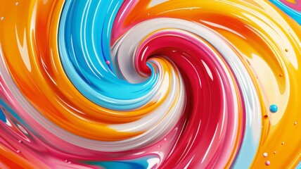 Colorful swirled paint with a glossy finish - A brightly colored swirl of glossy paint, giving a sense of motion and vibrant energy active in the scene