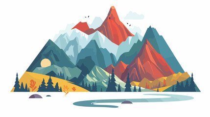 Abstract vector illustration of mountain natural sc