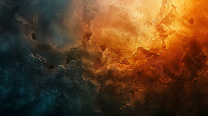 Abstract painting in orange and blue