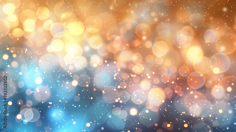 Poster blue and yellow lights creating a blurred background with a bokeh effect. the colors form a compleme