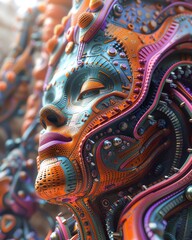 Obraz premium a futuristic interpretation of Circuitry Mesh infused with vibrant colors and dynamic patterns