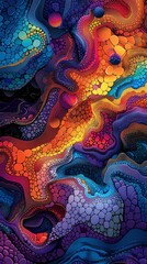intricate patterns and vibrant colors to create a digital tapestry that evokes a sense of connectivity and innovation