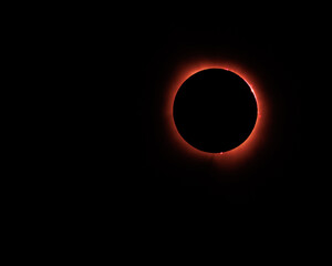 Ring around the sun during solar eclipse totality as seen from Echo Bluff State Park, Eminence, Missouri, on April 8, 2024