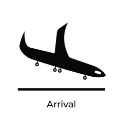 Airport plane landing arrival sign age shadow silhouette vector illustration isolated on square white background. Simple flat cartoon object drawing.