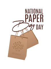 Happy National Paper Bag Day. Eco concept. Template for banner, poster, flyer, background, card.
