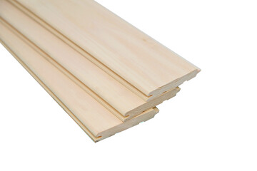 clean light linden boards lie on top of each other on a white background