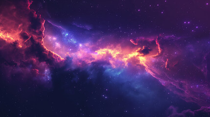 Realistic colourful space scene. nearby galaxy formation in the shape of the letter.