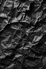 black crumpled paper background with subtle shadows and highlights creating an elegant texture