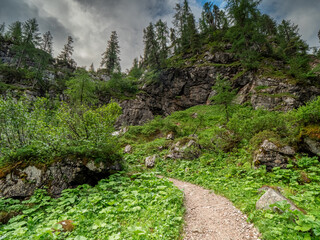 Hike path though the Berchtesgadener Saugasse 