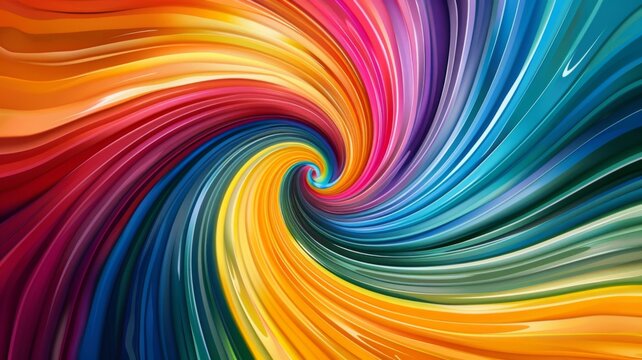 Swirling Rainbow Paint Colors in Spiral - An artful blend of swirling rainbow colors forming a mesmerizing spiral pattern