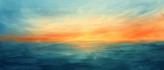 Abstract ocean sunset in warm and cool tones
