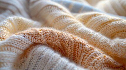 Cozy knitted sweaters in soft pastel colors