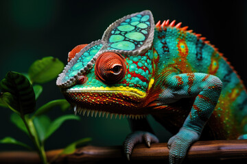 Obraz premium A cybersecurity protocol inspired by the mimicry of chameleons, adapting its defenses and camouflage to blend into the digital environment undetected.