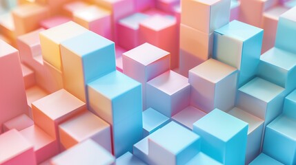 Fototapeta na wymiar Colorful cubes, color light cube shape wallpaper construction industry