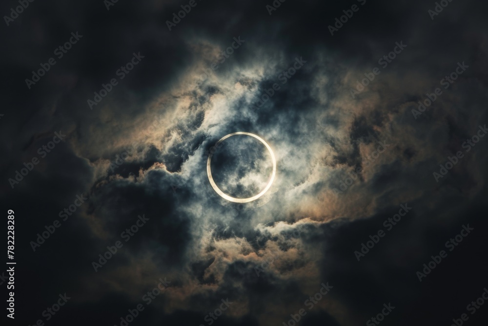 Poster moonlight filters through the clouds during a celestial event