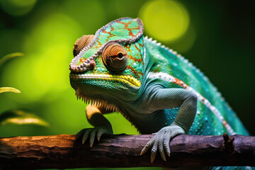 Obraz premium A cybersecurity protocol inspired by the mimicry of chameleons, adapting its defenses and camouflage to blend into the digital environment undetected.
