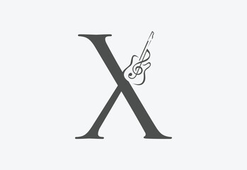Music icon with latter X logo design creative concept