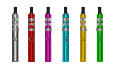 Electronic e-cigarette device of different colors vector
