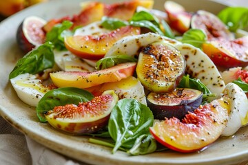 Fig and mozzarella salad with grilled peaches