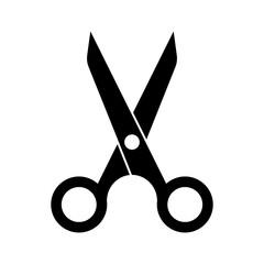Simple black color icon of scissors isolated on a white background. - obrazy, fototapety, plakaty