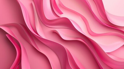 3D pink geometric abstract background overlap layer on bright space with waves decoration....