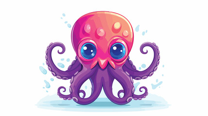 Alien octopus draw 2d flat cartoon vactor illustrat
