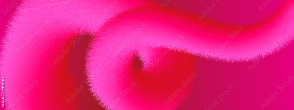 Poster bright vector spectacular pink background with gradient and long abstract shape with fluffy texture.