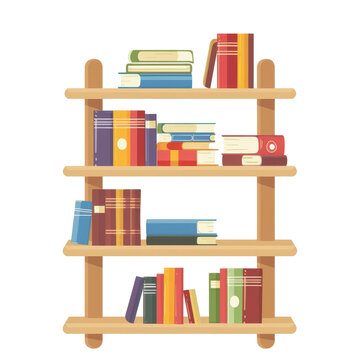 Bookshelf Filled With Lots of Books isolated on a transparent background, clipart, graphic resource