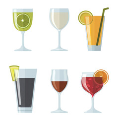 Assorted Collection of Different Types of Drinks isolated on a transparent background, clipart, graphic resource
