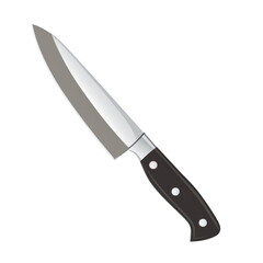Large Black-Handled Knife  isolated on a transparent background, clipart, graphic resource